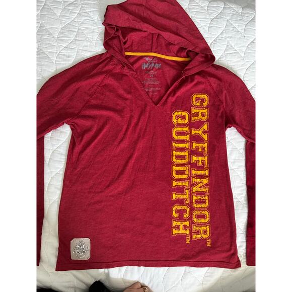 Gryffindor Quidditch Universal Studios Harry Potter Long Sleeve Hoodie Shirt Med - Picture 7 of 7